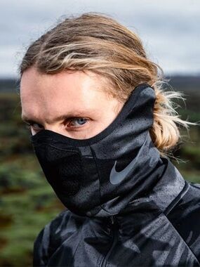 NIKE Face Protector Neck Warmer Snood Training Dri-Fit Sport Anthracite Black XS